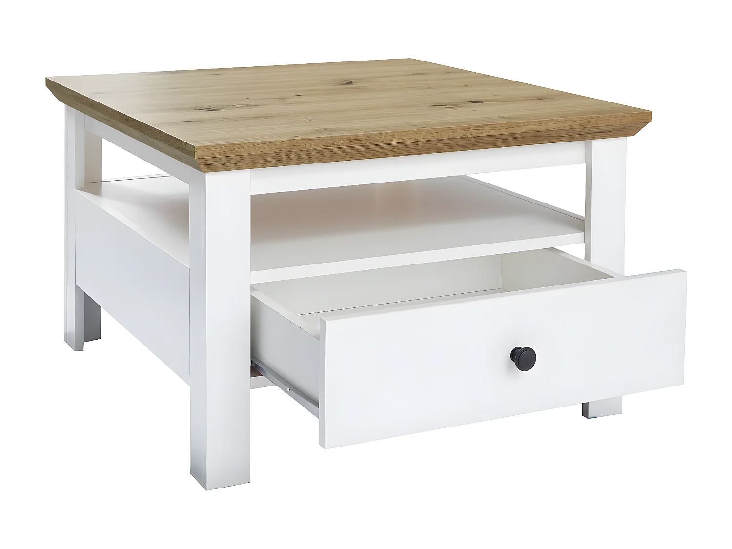 Universal Table basse, 1 compartiment ouvert, imitation chêne, blanc.