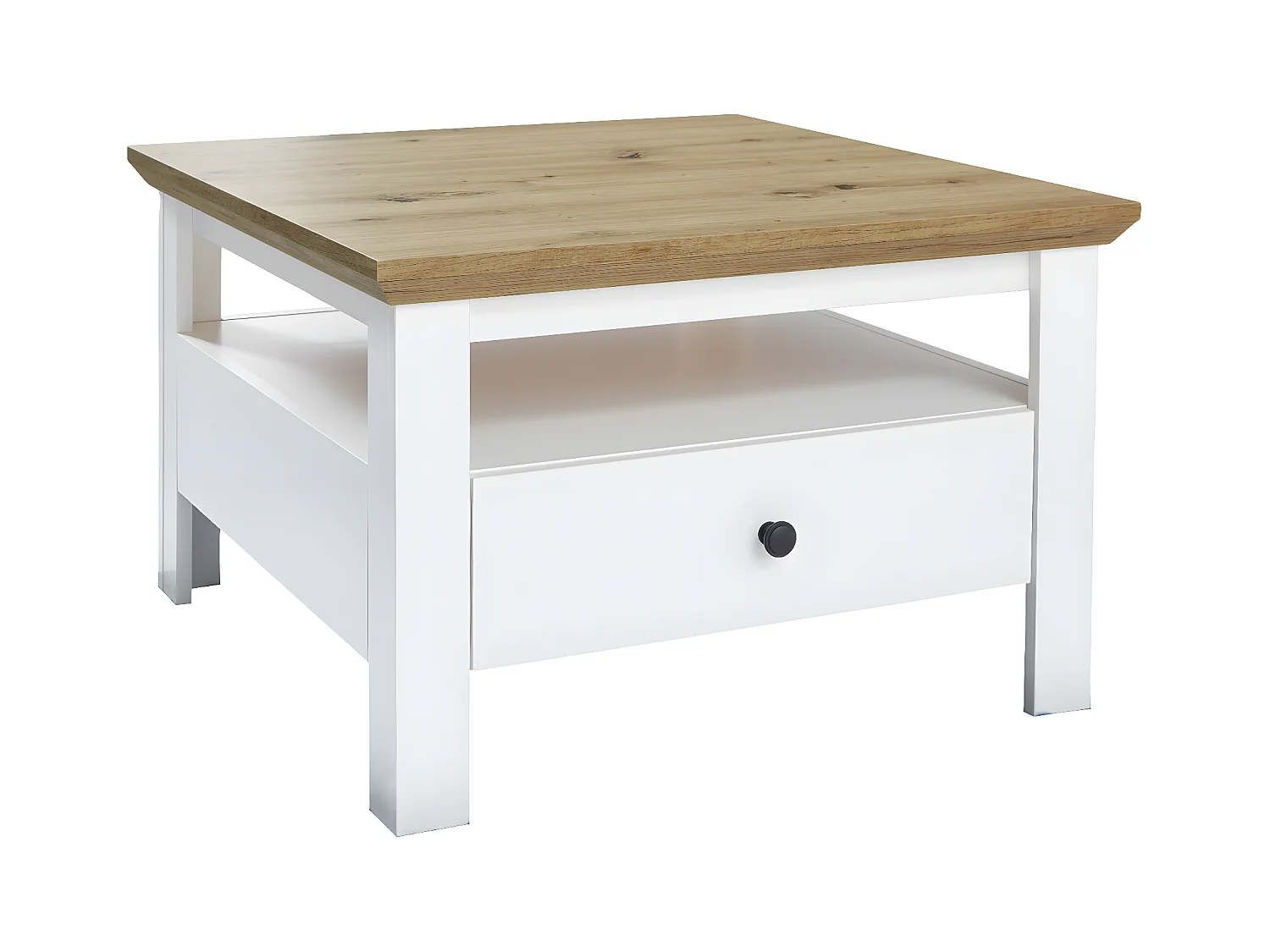 Universal Table basse, 1 compartiment ouvert, imitation chêne, blanc.