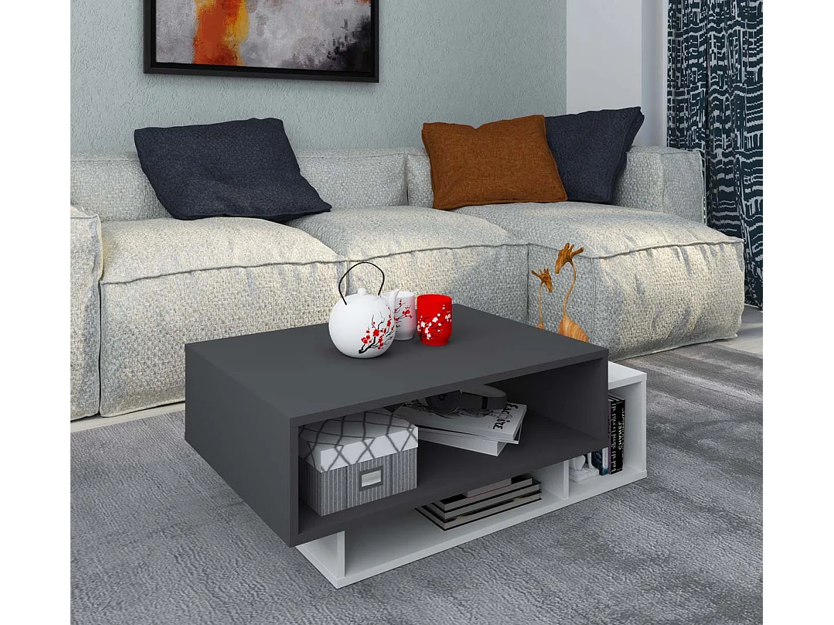 Runila table basse 2 tablettes blanc, anthracite.