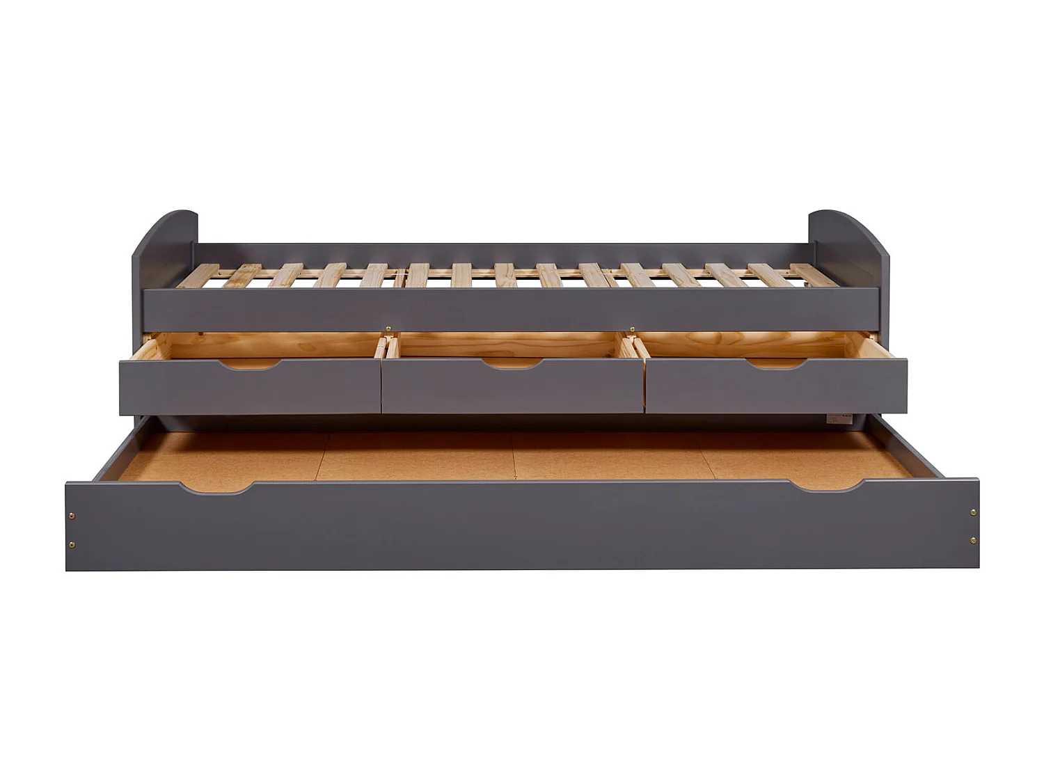 Lena bed met 1 uitschuifbed, 3 laden, incl 1 lattenbodem grijs.