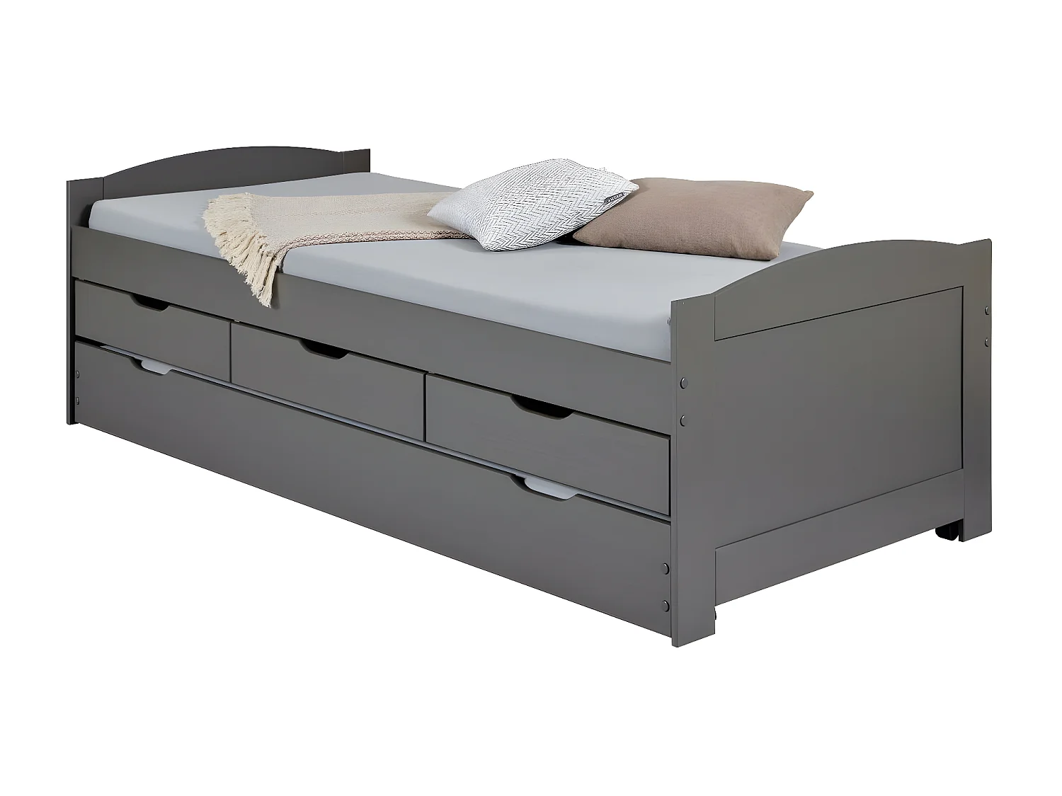 Lit Enfant avec Sommier & Tiroir "Lorie" 90x200cm Gris