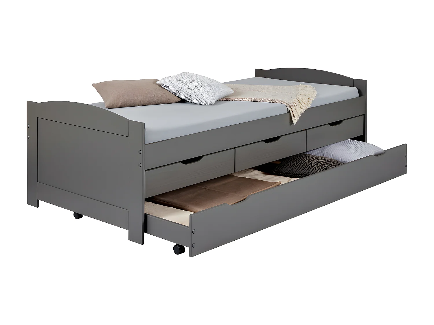 Lit Enfant avec Sommier & Tiroir "Lorie" 90x200cm Gris