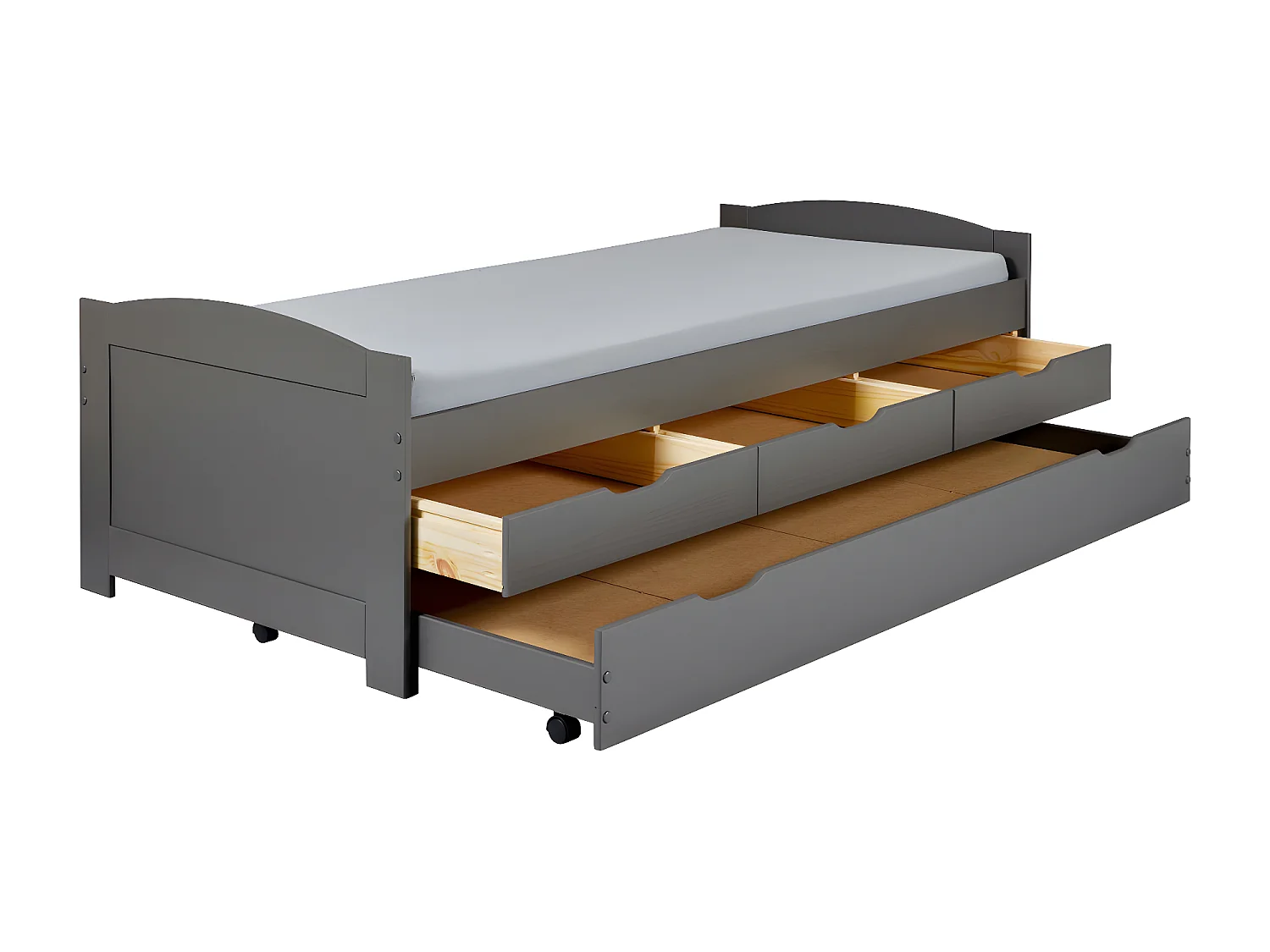 Lit Enfant avec Sommier & Tiroir "Lorie" 90x200cm Gris