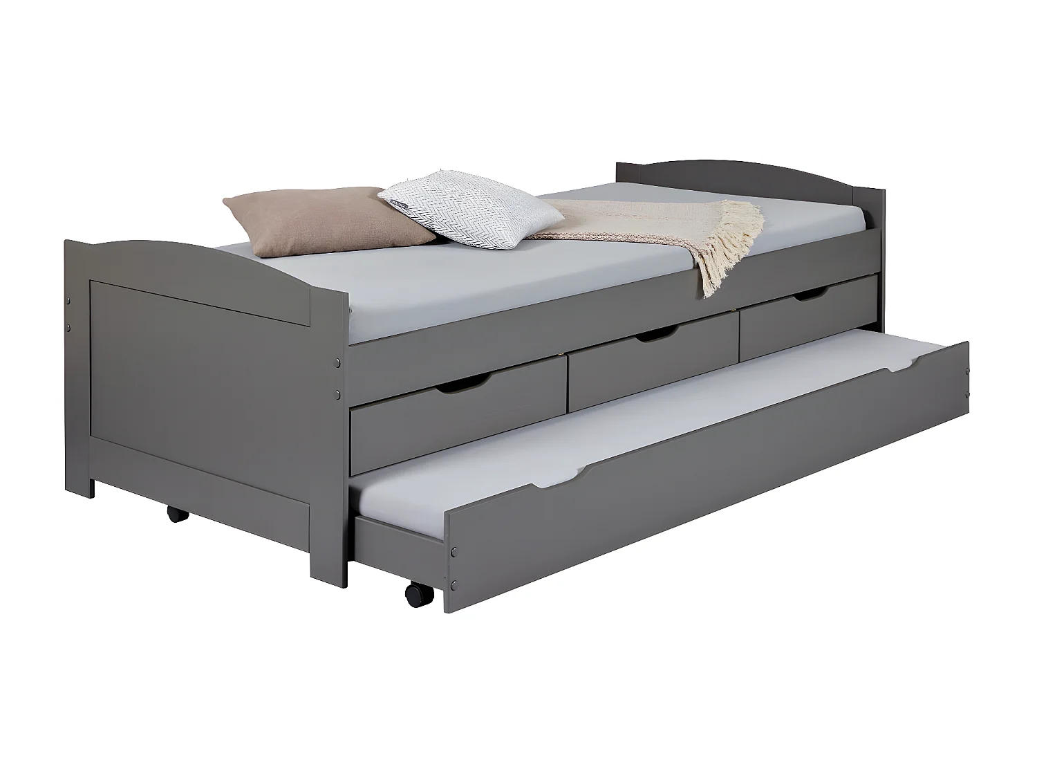 Lit Enfant avec Sommier & Tiroir "Lorie" 90x200cm Gris