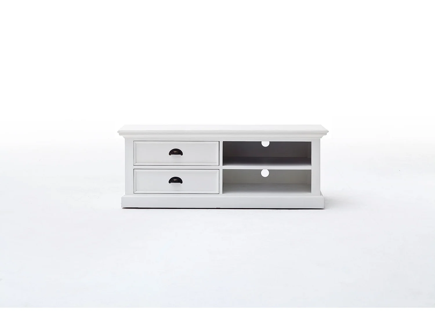 Halifax Meuble TV avec 2 tiroirs et 1 tablette de rangement, blanc.