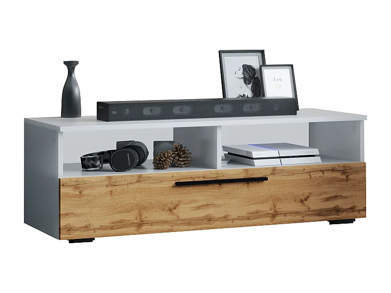TV Furniture Arila White / Honey oak H. 39 x W. 115 x D. 40 cm