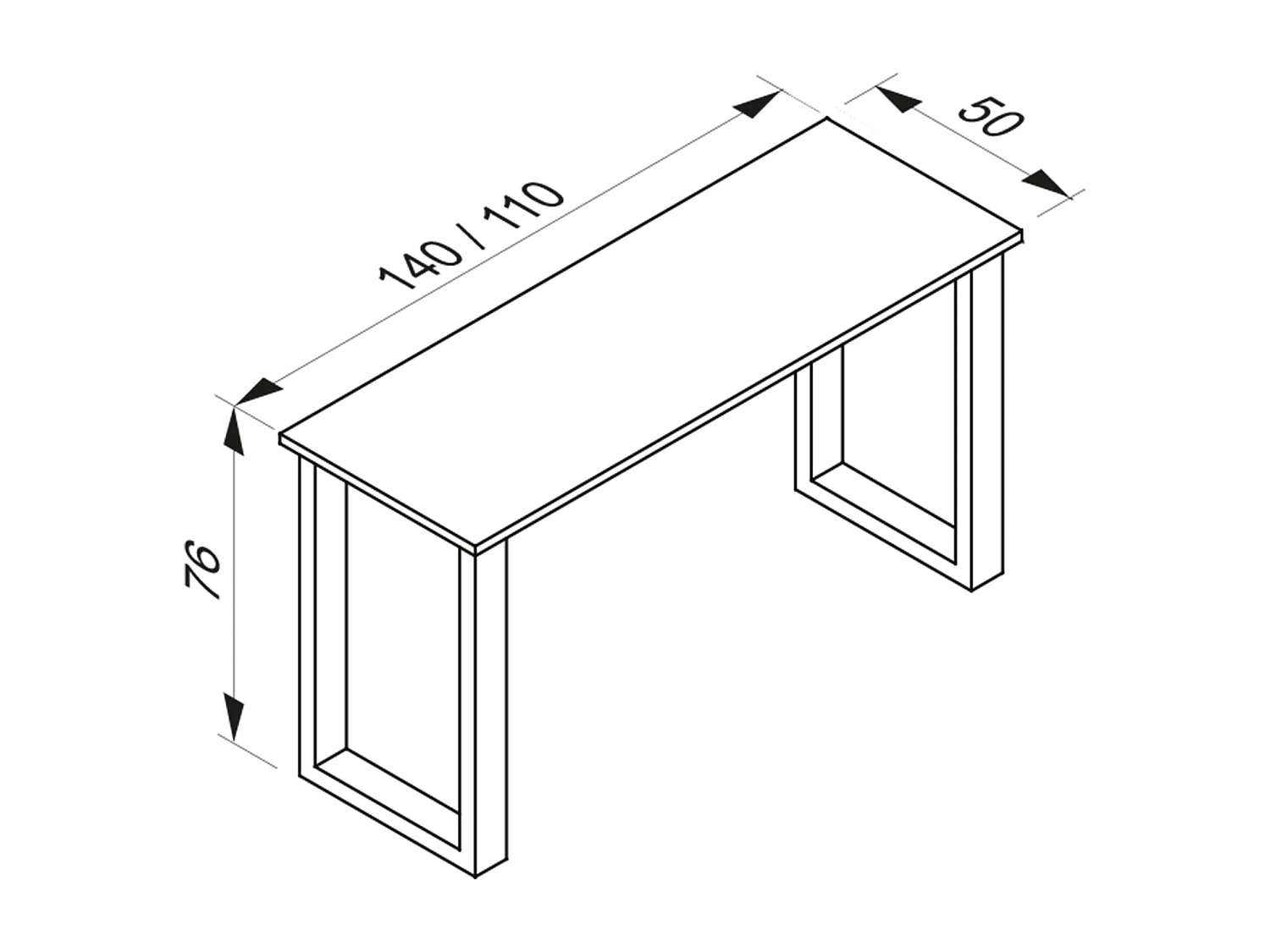 Desk Lona Black / White H. 76 x W. 140 x D. 50 cm
