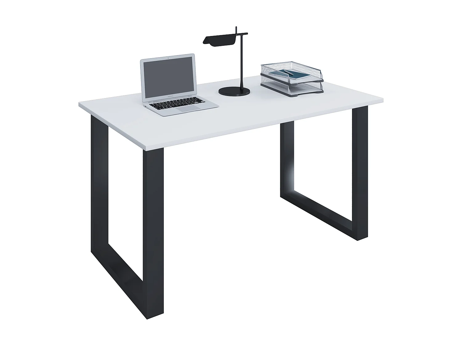 Lona Bureau 140x50 cm, pieds en U, blanc/noir.
