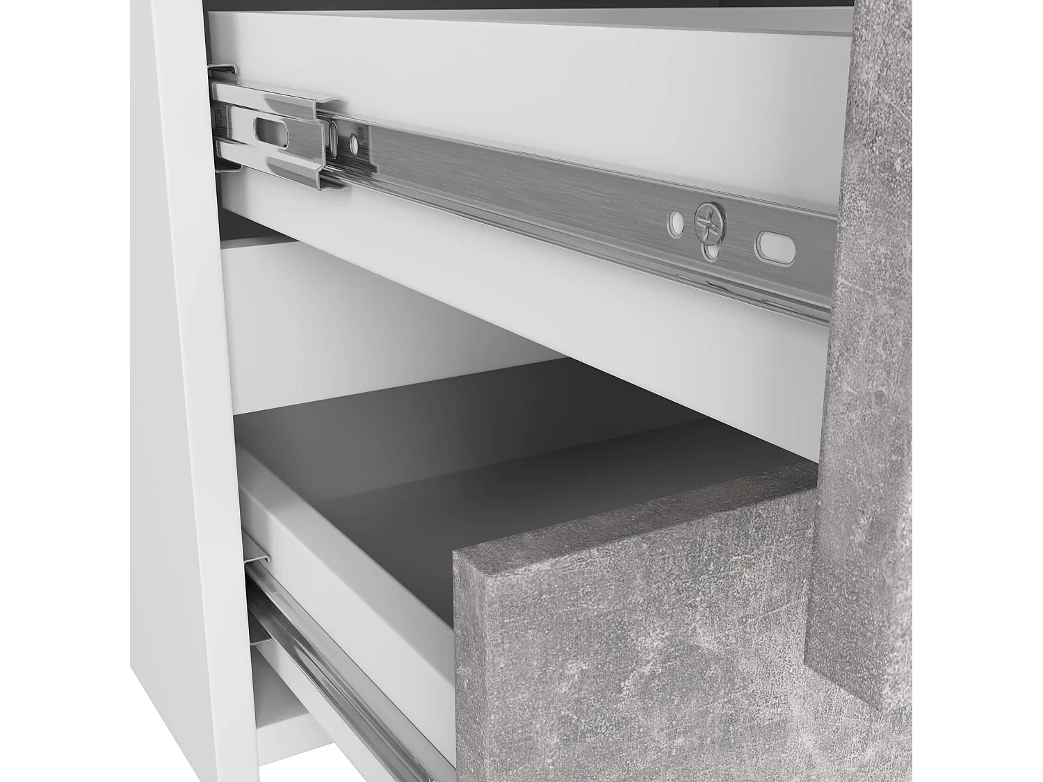 Kommode AKORD CL100 Weiß 100 cm 6 Schubladen Front Beton B100 x H57 x T35 cm