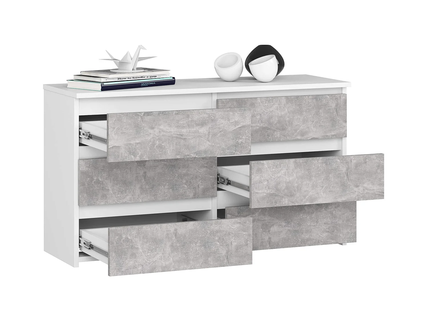 Witte|Beton Dressoir met 6 Lades - Zelfmontage - 100x57x35cm - Mat Afwerking