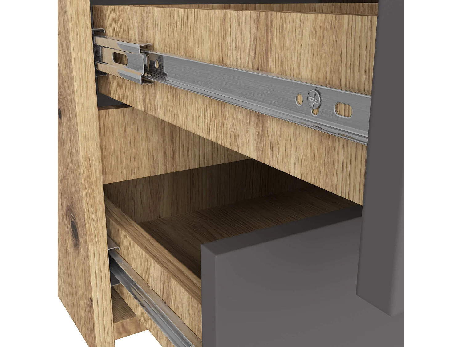 Kommode AKORD CL100 Eiche Artisan 100 cm 6 Schubladen Front Graphitgrau B100 x H57 x T35 cm