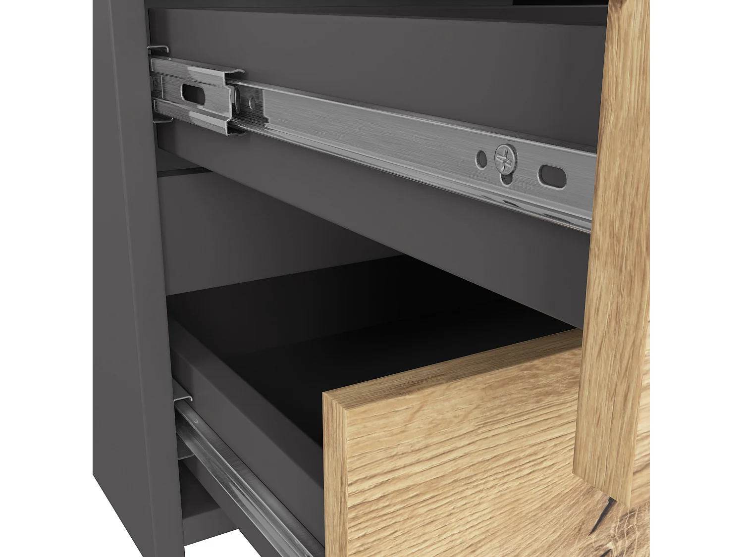 Petite Commode AKORD CL100 Gris Graphite 100 cm 6 tiroirs façade Chêne Artisan 100x35x57 cm