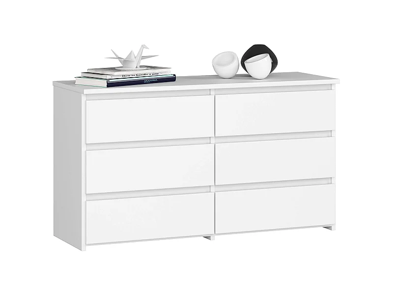 Kommode AKORD CL100 Weiß 100 cm 6 Schubladen Front Beton B100 x H57 x T35 cm