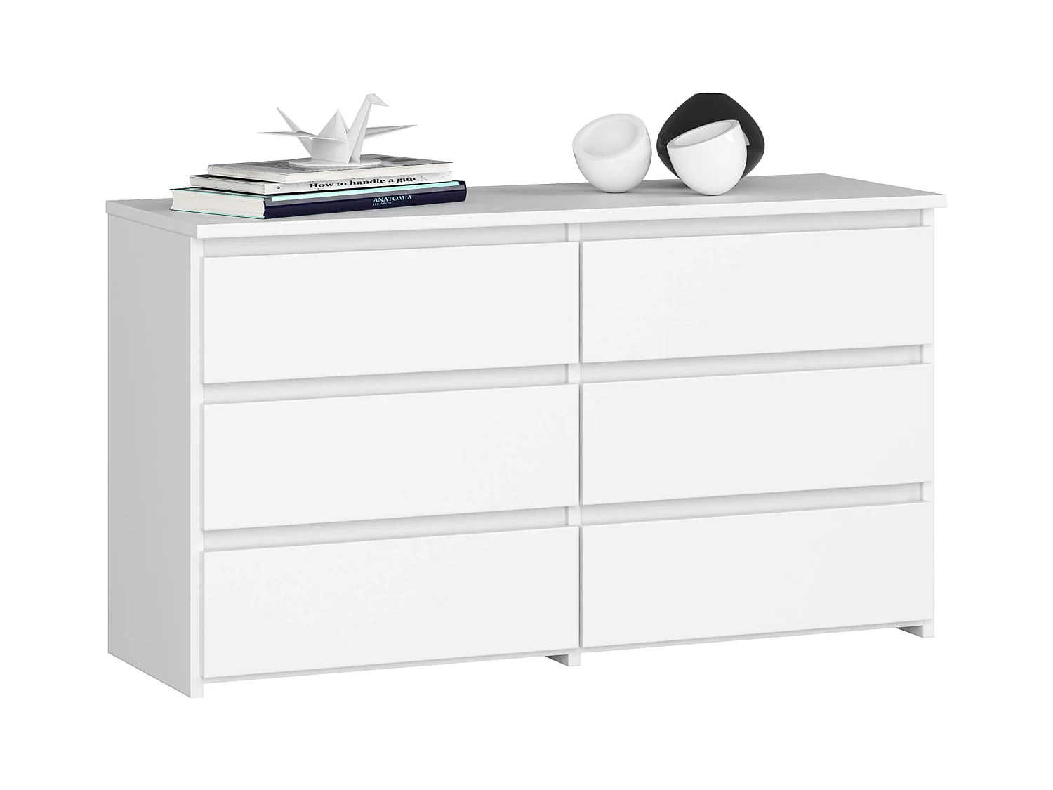 Petite Petite Commode AKORD CL100 Blanche 100 cm 6 tiroirs façade Blanche 100x35x57 cm