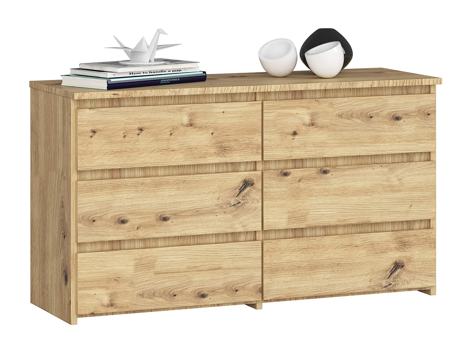 Komoda AKORD CL100 Dąb Artisan 100 cm 6 szuflad kolor Dąb Artisan mat 100x35x57 cm