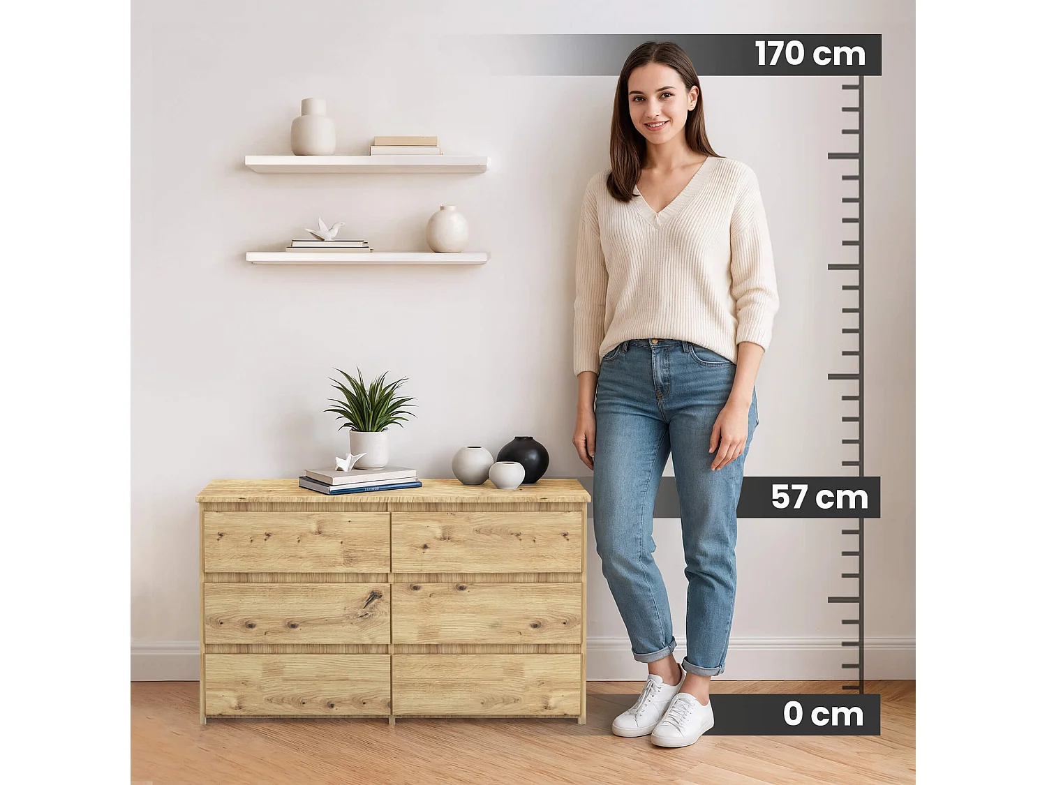 Cassettiera AKORD CL100 Cassettiera Quercia Artisan 100 cm 6 cassetti 100x35x57 cm