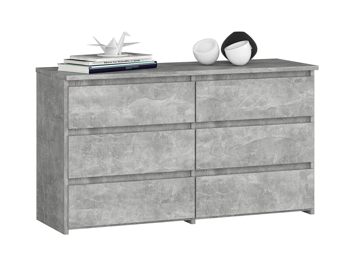 Petite Commode AKORD CL100 Béton 100 cm 6 tiroirs façade Béton 100x35x57 cm
