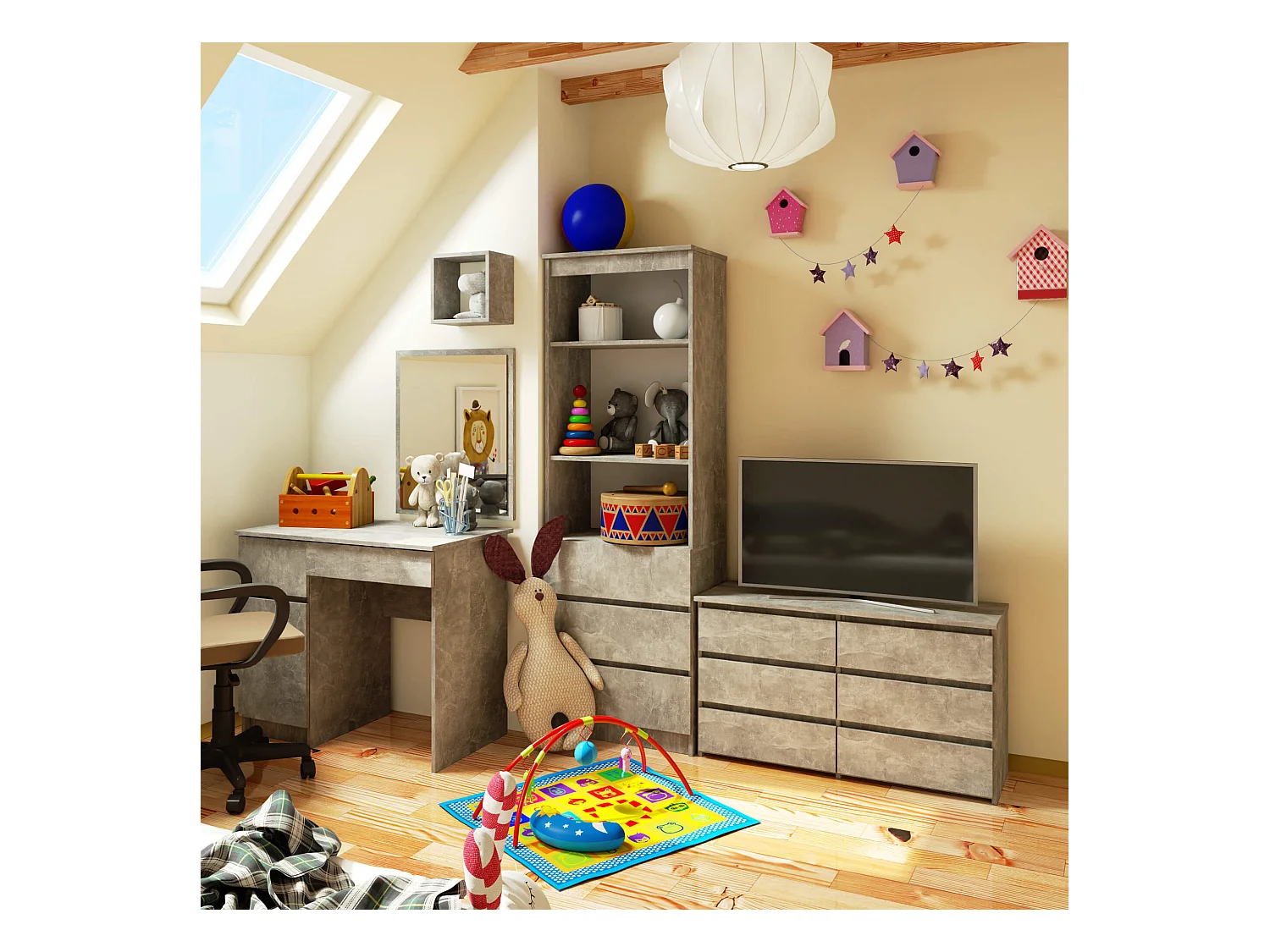 Komoda AKORD CL100 Szary Beton 100 cm 6 szuflad kolor Beton mat 100x35x57 cm