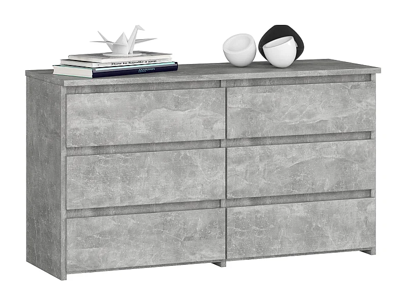 Petite Commode AKORD CL100 Béton 100 cm 6 tiroirs façade Béton 100x35x57 cm