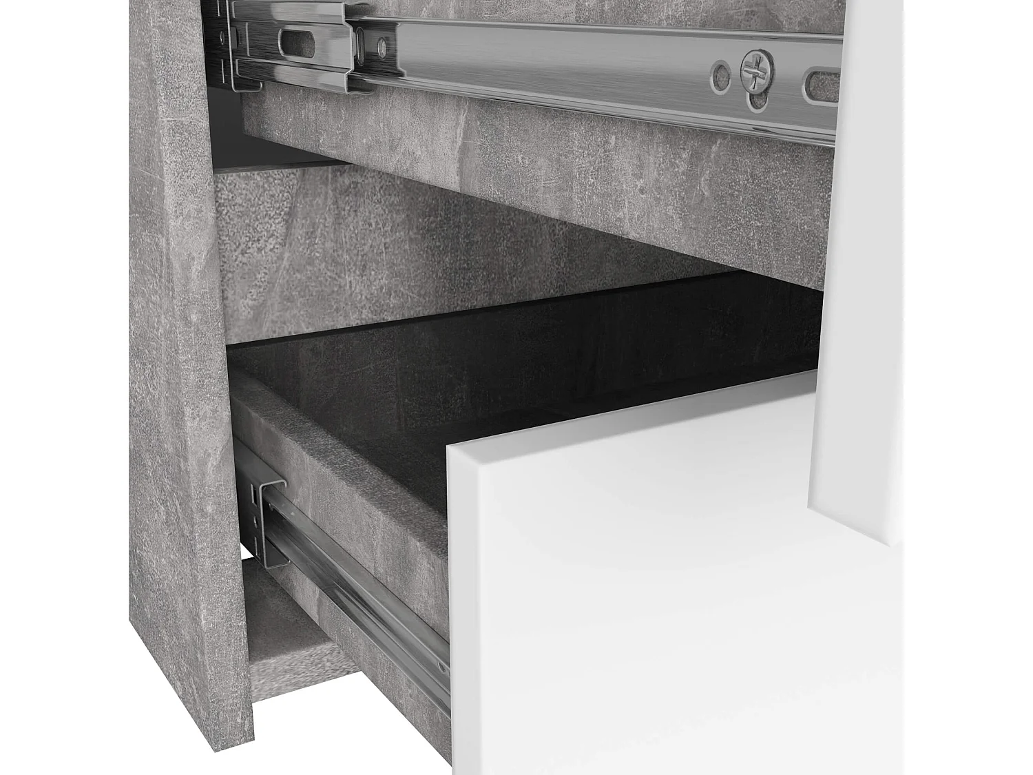 Petite Commode AKORD CL100 Béton 100 cm 6 tiroirs façade Blanche 100x35x57 cm