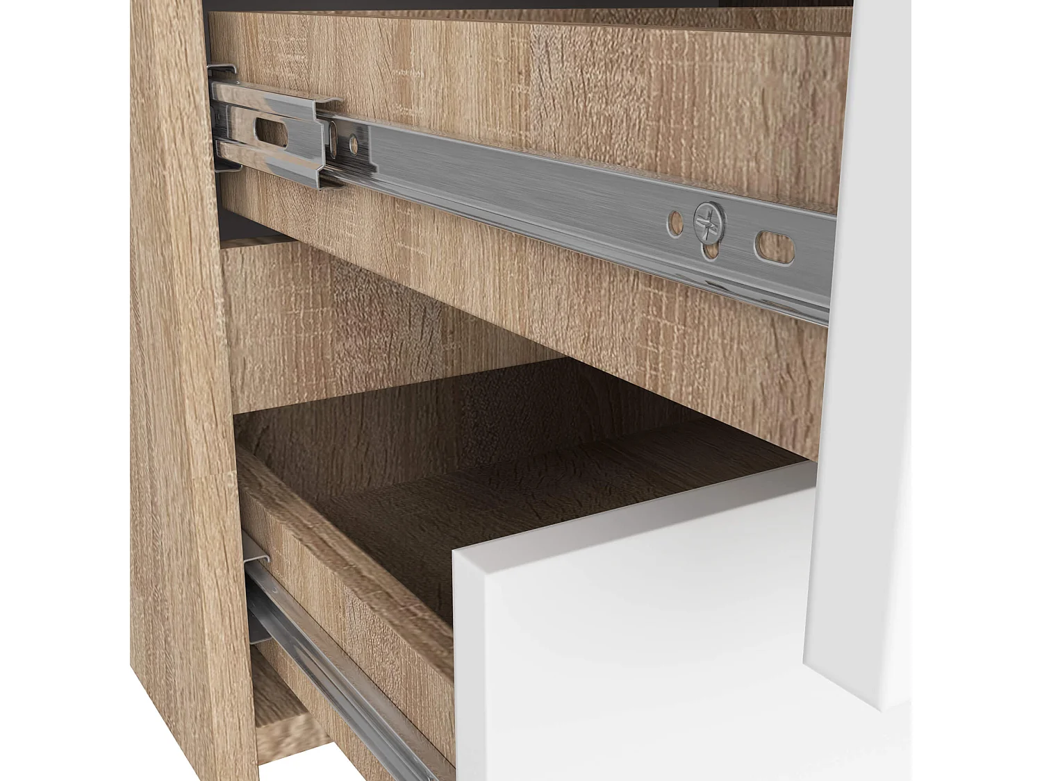 Petite Commode AKORD CL100 Chêne Sonoma 100 cm 6 tiroirs façade Blanche 100x35x57 cm