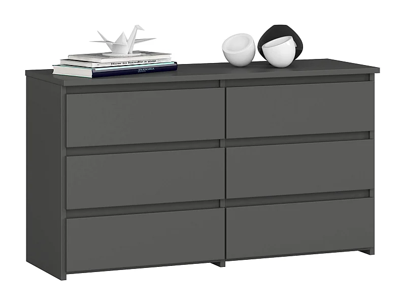 Grafietgrijze Ladekast CL100 met 6 Lades, 100 cm Breedte - Modern en Stevig Design