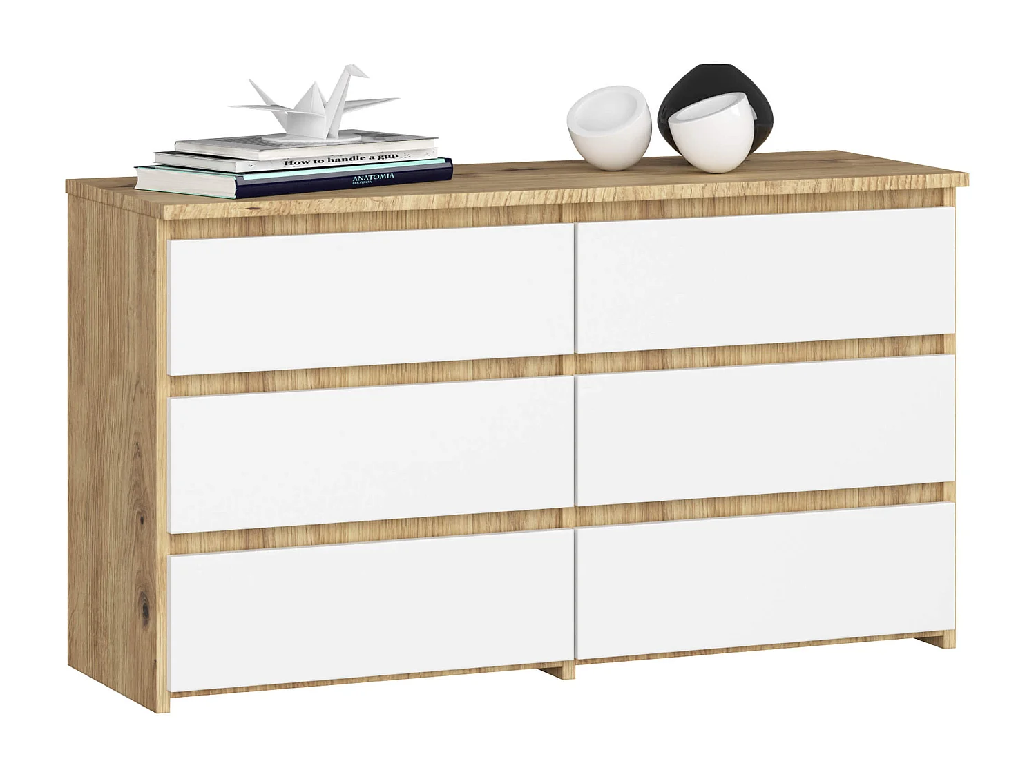 Cassettiera AKORD CL100 Cassettiera Quercia Artisan 100 cm 6 cassetti inserto frontale Bianco 100x35x57 cm