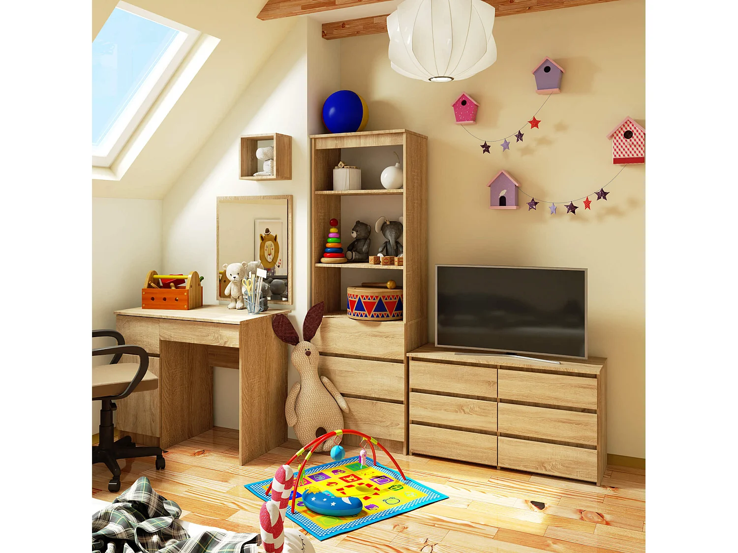 Kommode AKORD CL100 Sonoma-Eiche 100 cm 6 Schubladen B100 x H57 x T35 cm