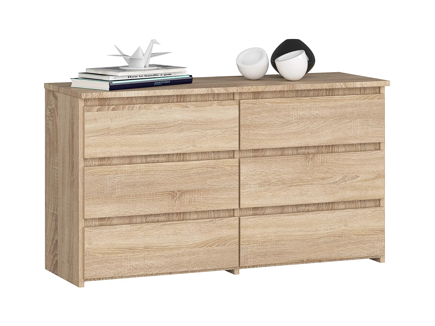 Petite Commode AKORD CL100 Chêne Sonoma 100 cm 6 tiroirs façade Chêne Sonoma 100x35x57 cm