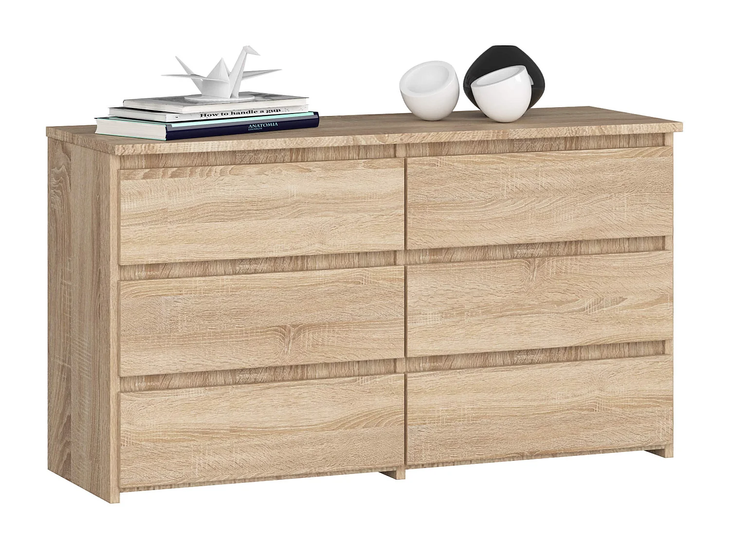 Petite Commode AKORD CL100 Chêne Sonoma 100 cm 6 tiroirs façade Chêne Sonoma 100x35x57 cm