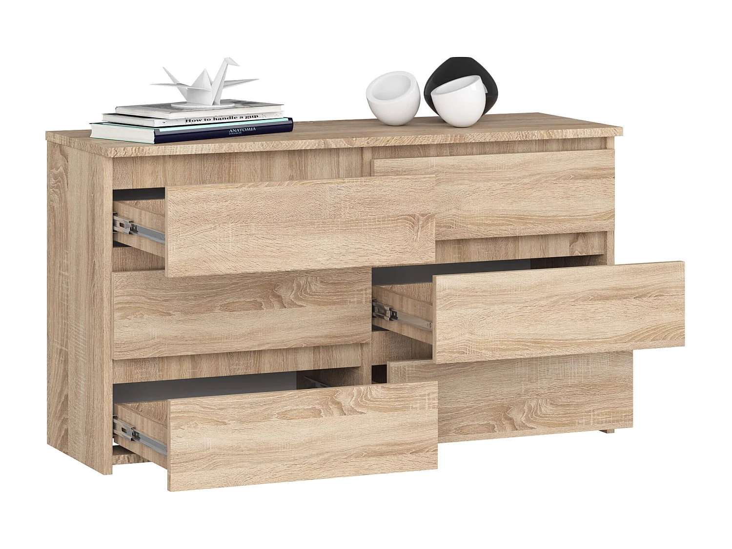 Petite Commode AKORD CL100 Chêne Sonoma 100 cm 6 tiroirs façade Chêne Sonoma 100x35x57 cm