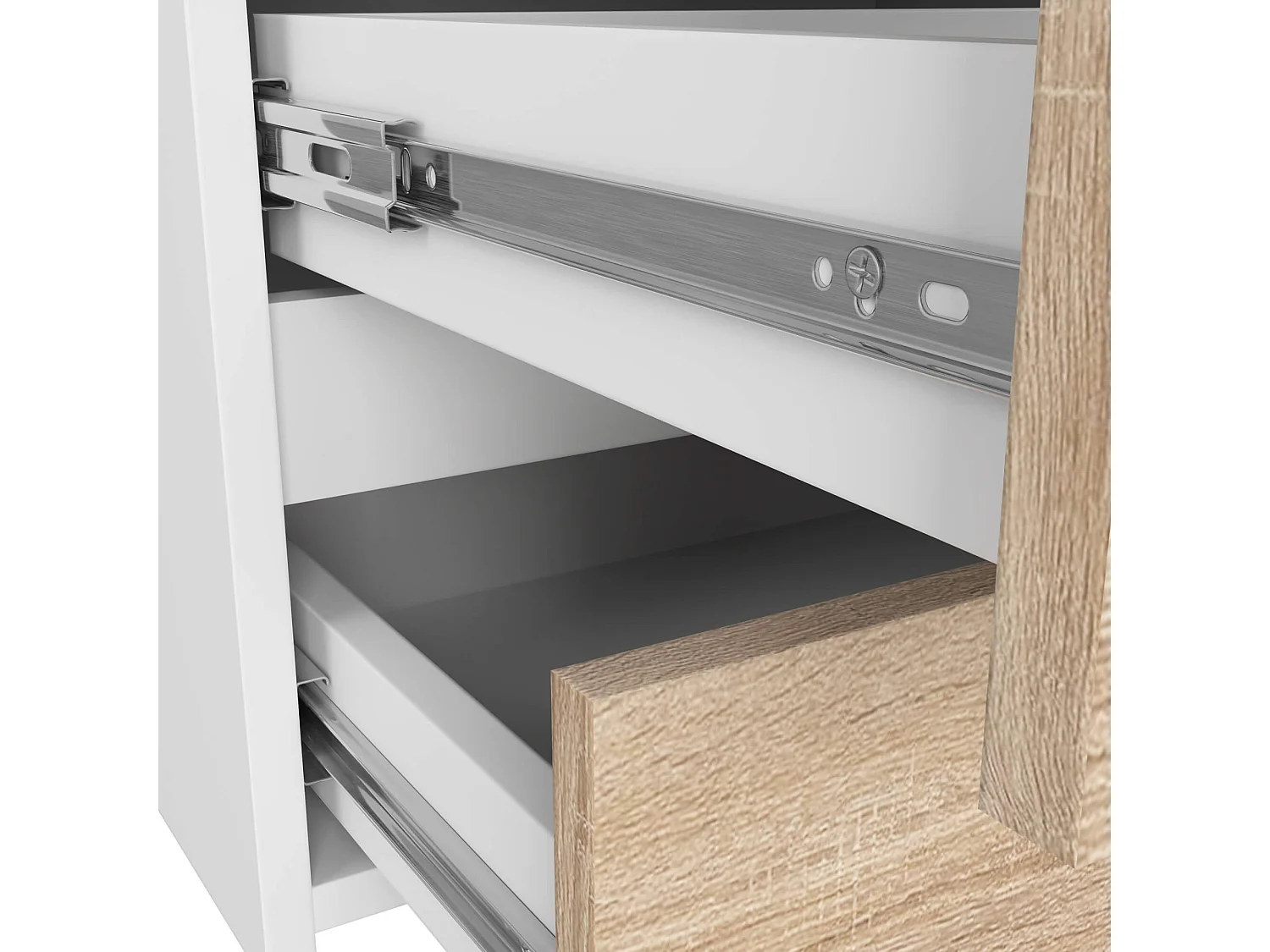 Komoda AKORD CL100 Biała 100 cm 6 szuflad kolor Dąb Sonoma mat 100x35x57 cm