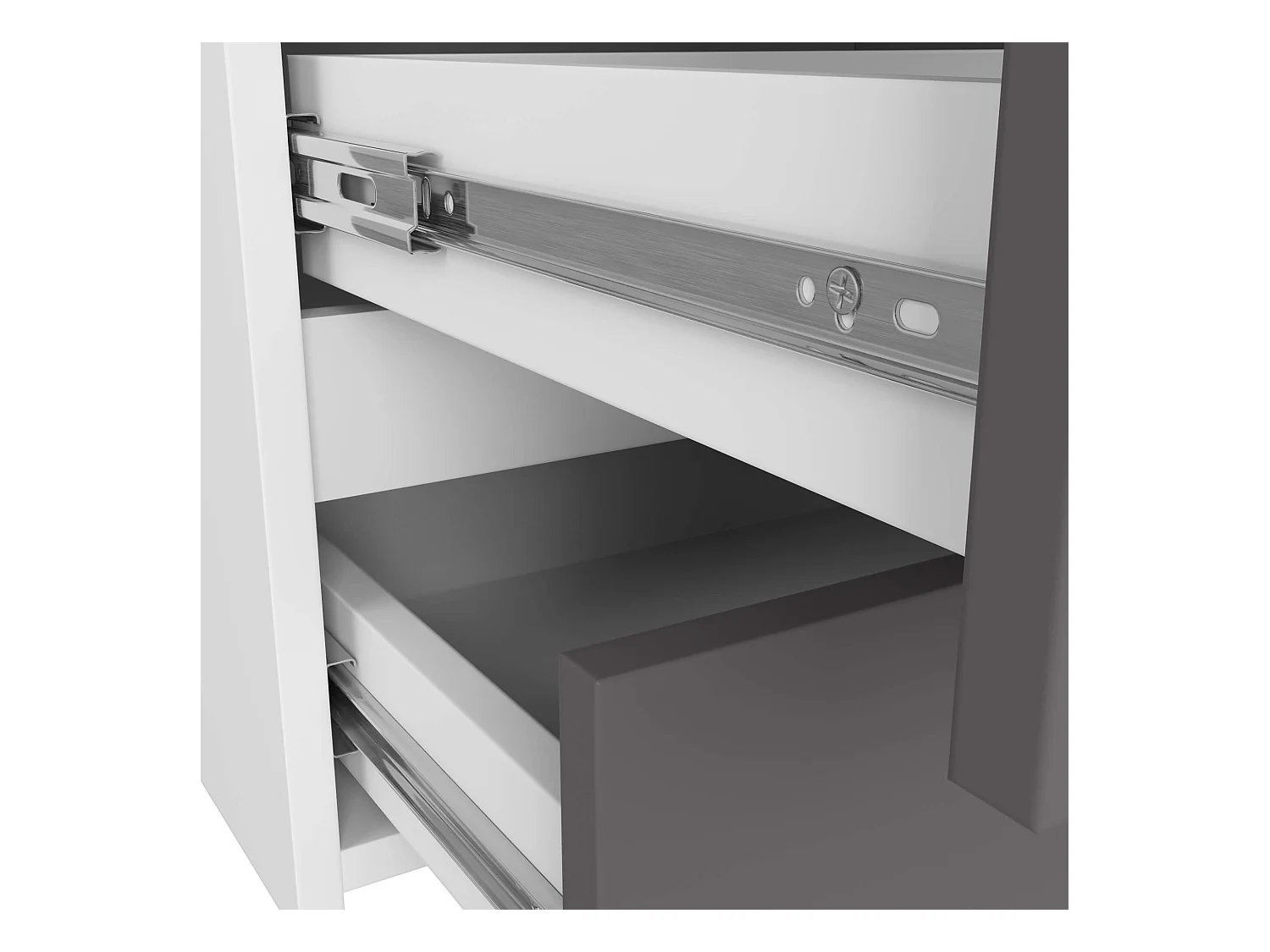 Kommode AKORD CL100 Weiß 100 cm 6 Schubladen Front Graphitgrau B100 x H57 x T35 cm