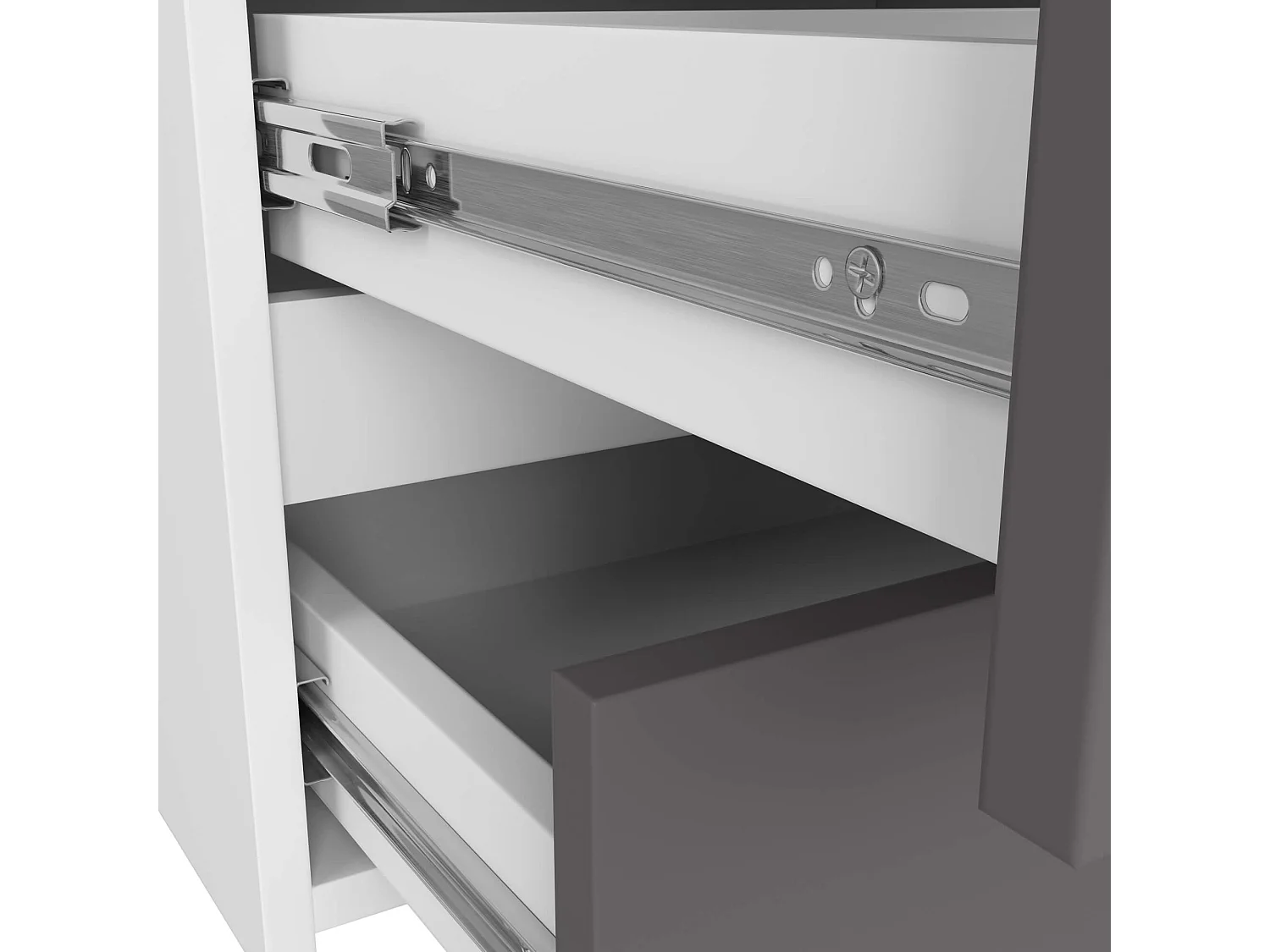 Petite Commode AKORD CL100 Blanche 100 cm 6 tiroirs façade Gris Graphite 100x35x57 cm