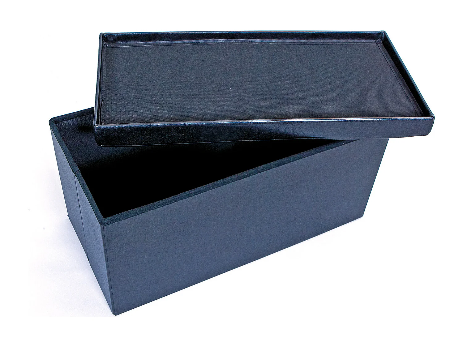 Sanne opbergdozen voetenbank met deksel, zwart.