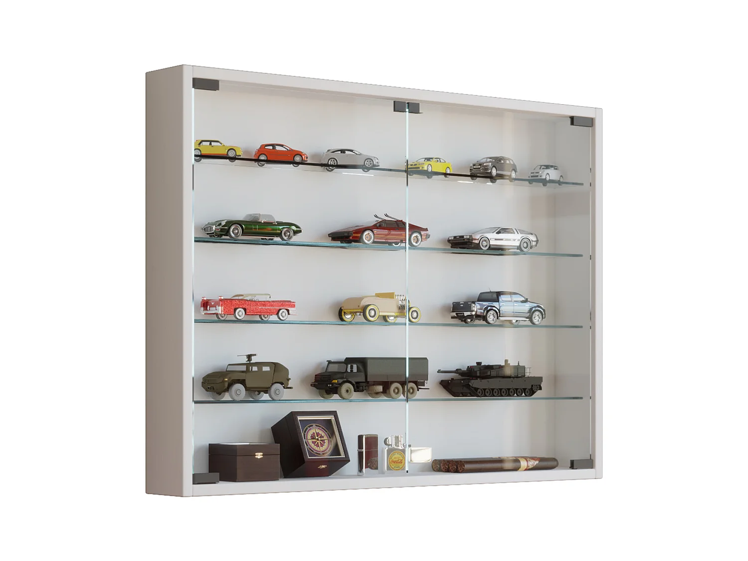 Wall display cabinet Mandosa White H. 60 x W. 80 x D. 10 cm