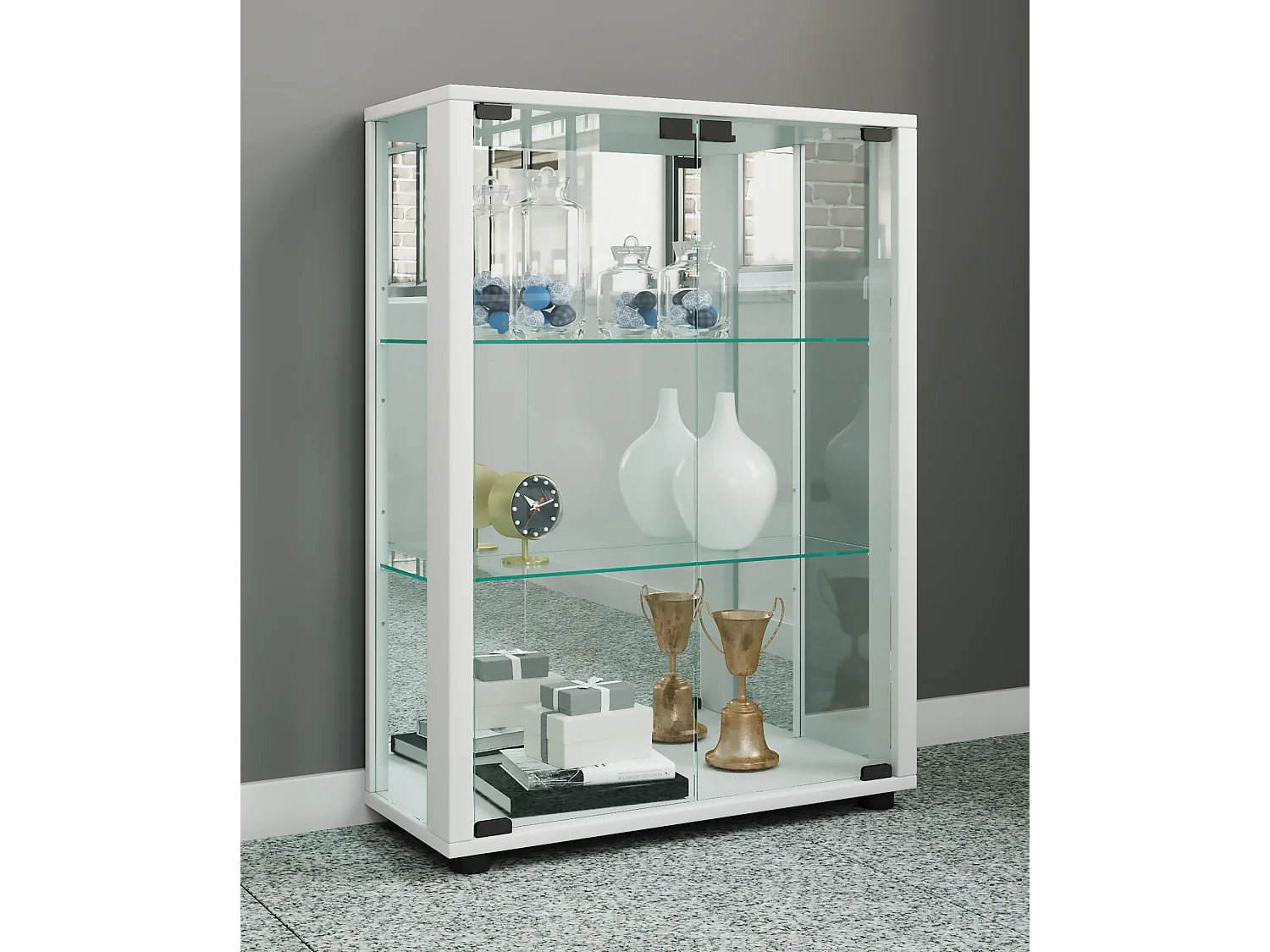 Szklany stojak prezentujący lustro Sintalo