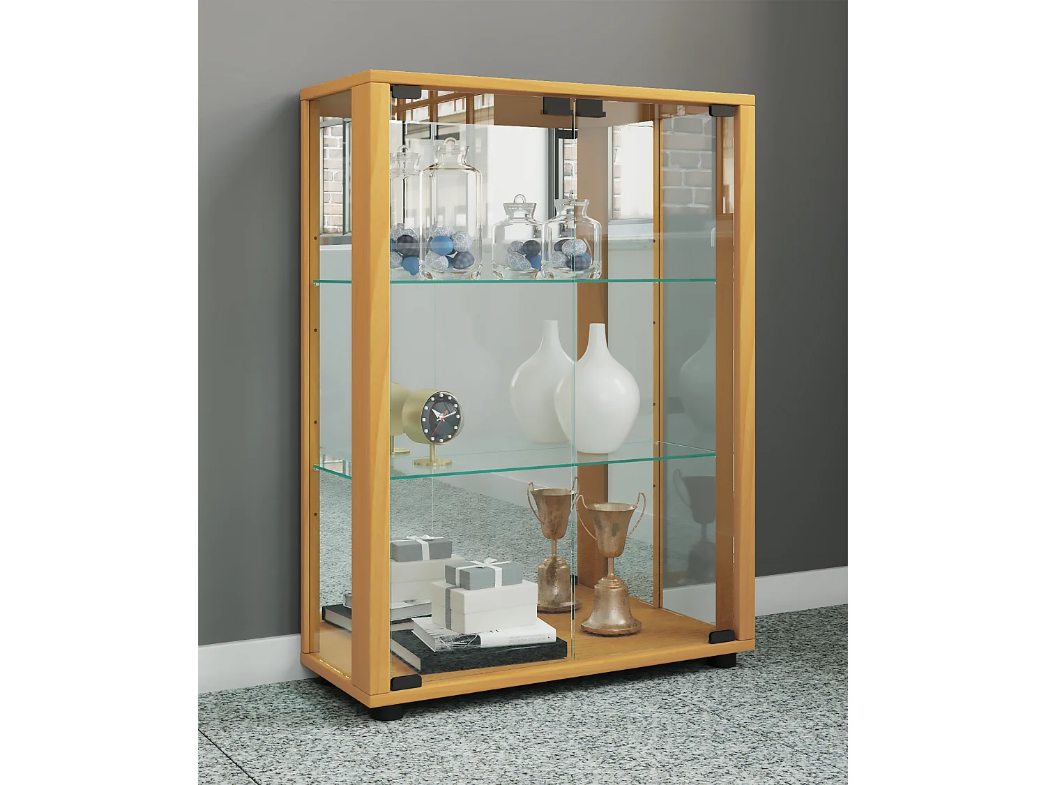 Glas Stand Vitrine Sammelvitrine Sintalo Spiegel