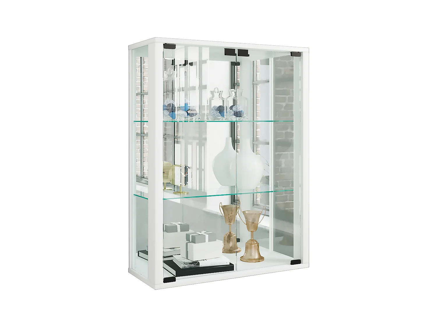 Wall display cabinet Udina White H. 80 x W. 60 x D. 25 cm