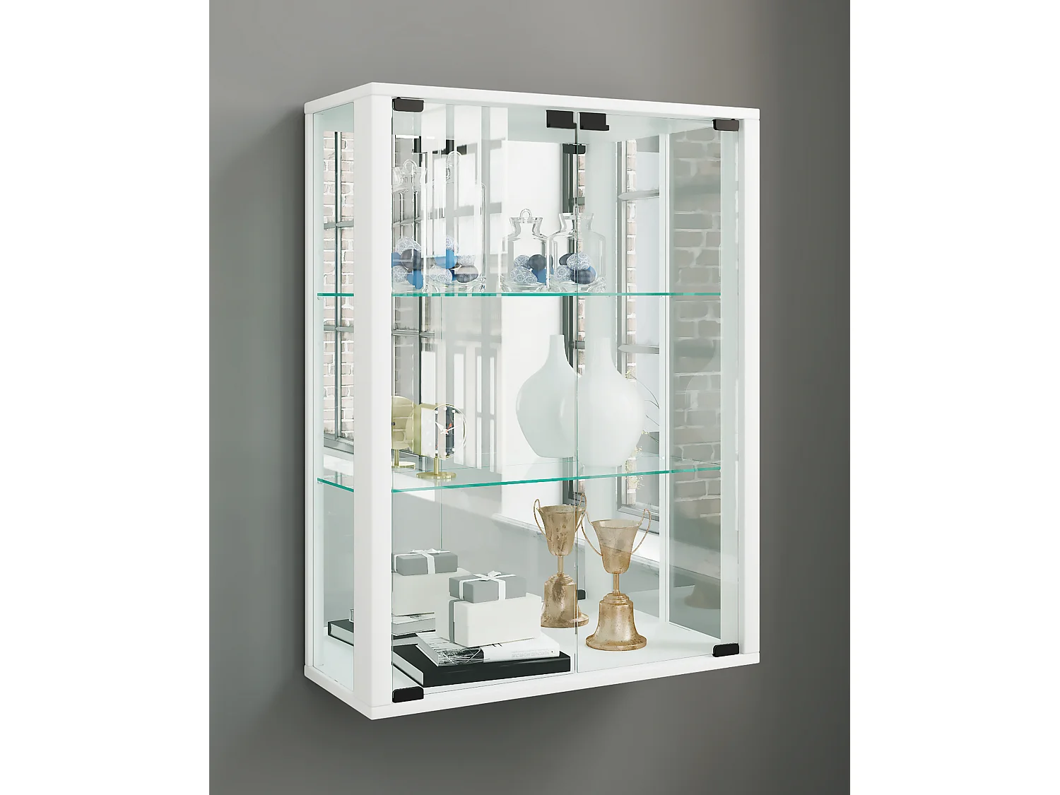 Wandvitrine Hängevitrine Glasvitrine Udina Spiegel