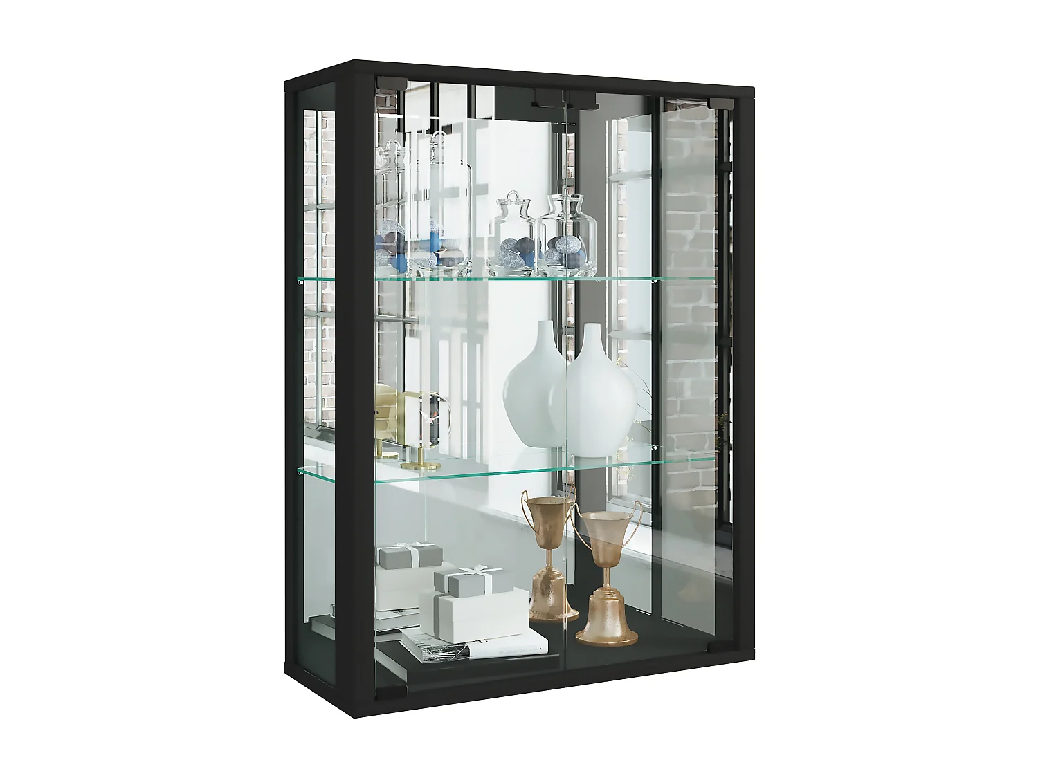 Wandvitrine Hängevitrine Glasvitrine Udina Spiegel