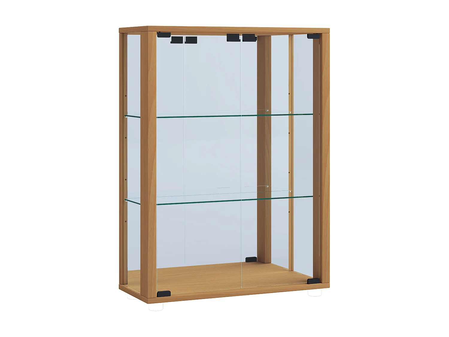 Udina vitrine accroché au mur avec miroir 2 portes en verre hêtre décor.