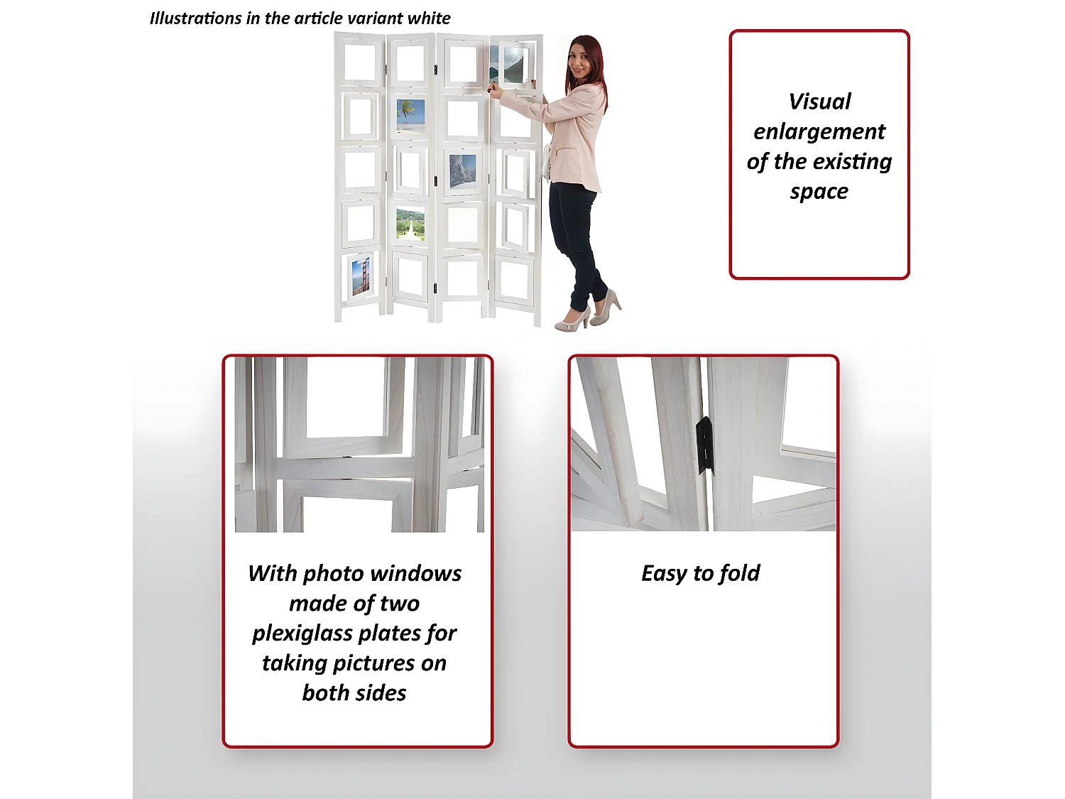 Paravent fotogalerij II,  wit