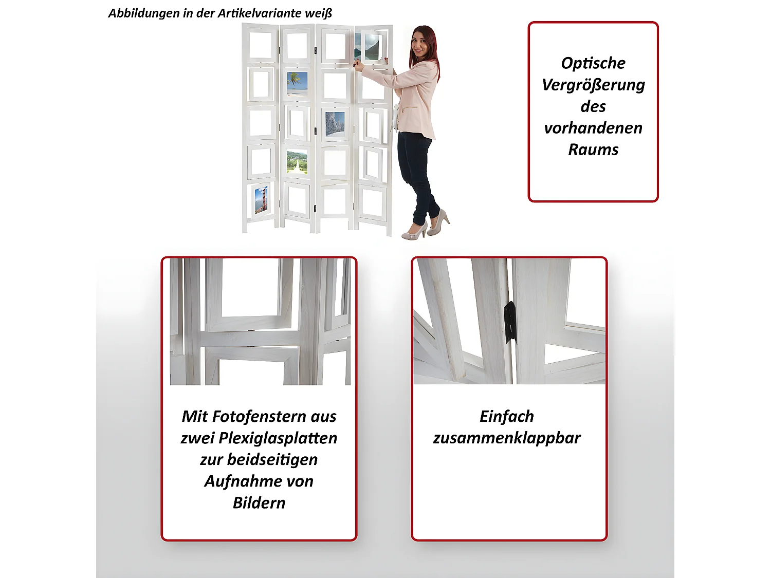 Paravent Galerie d'images II,  blanc