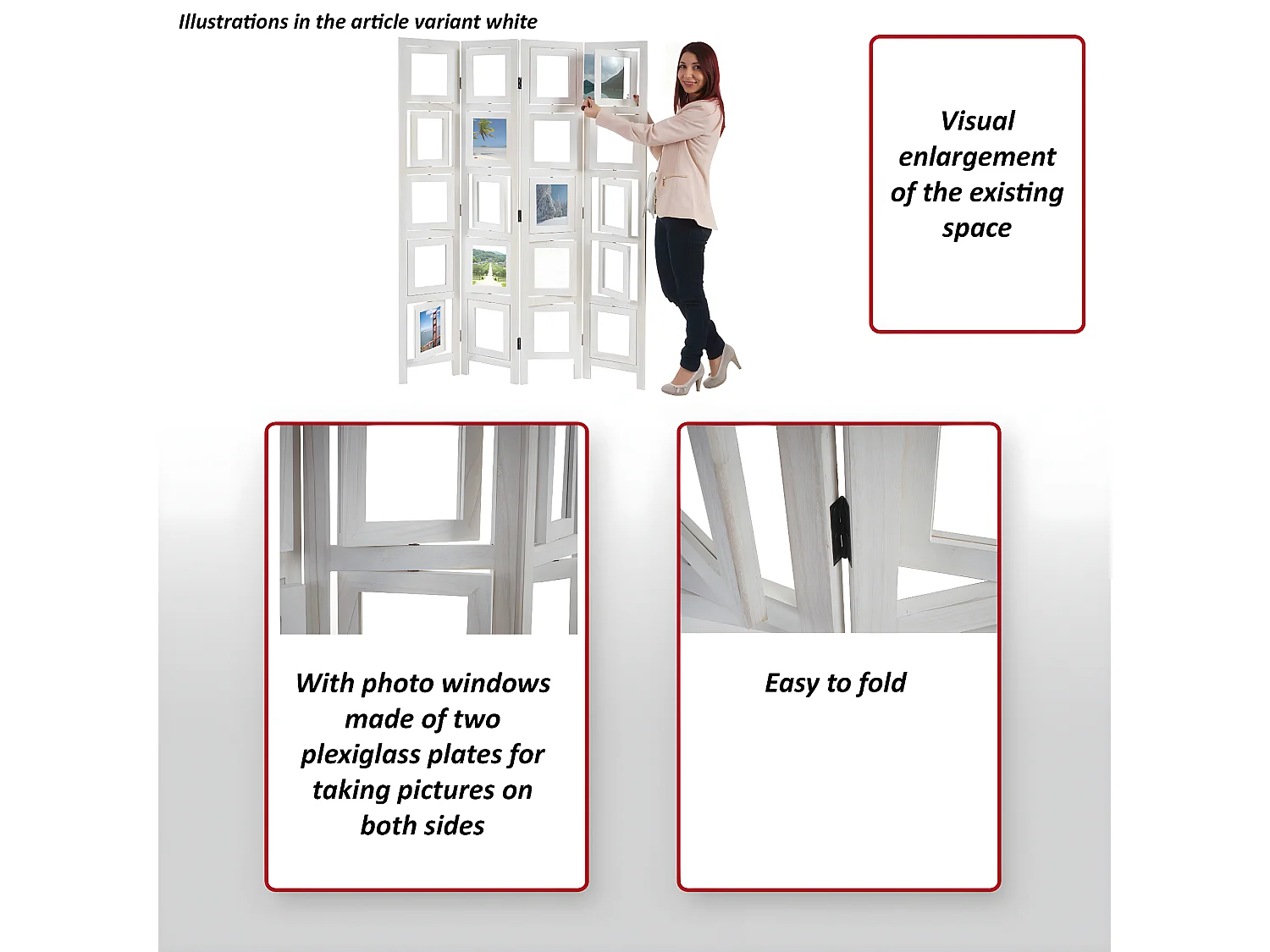 Paravent Galerie d'images II,  blanc