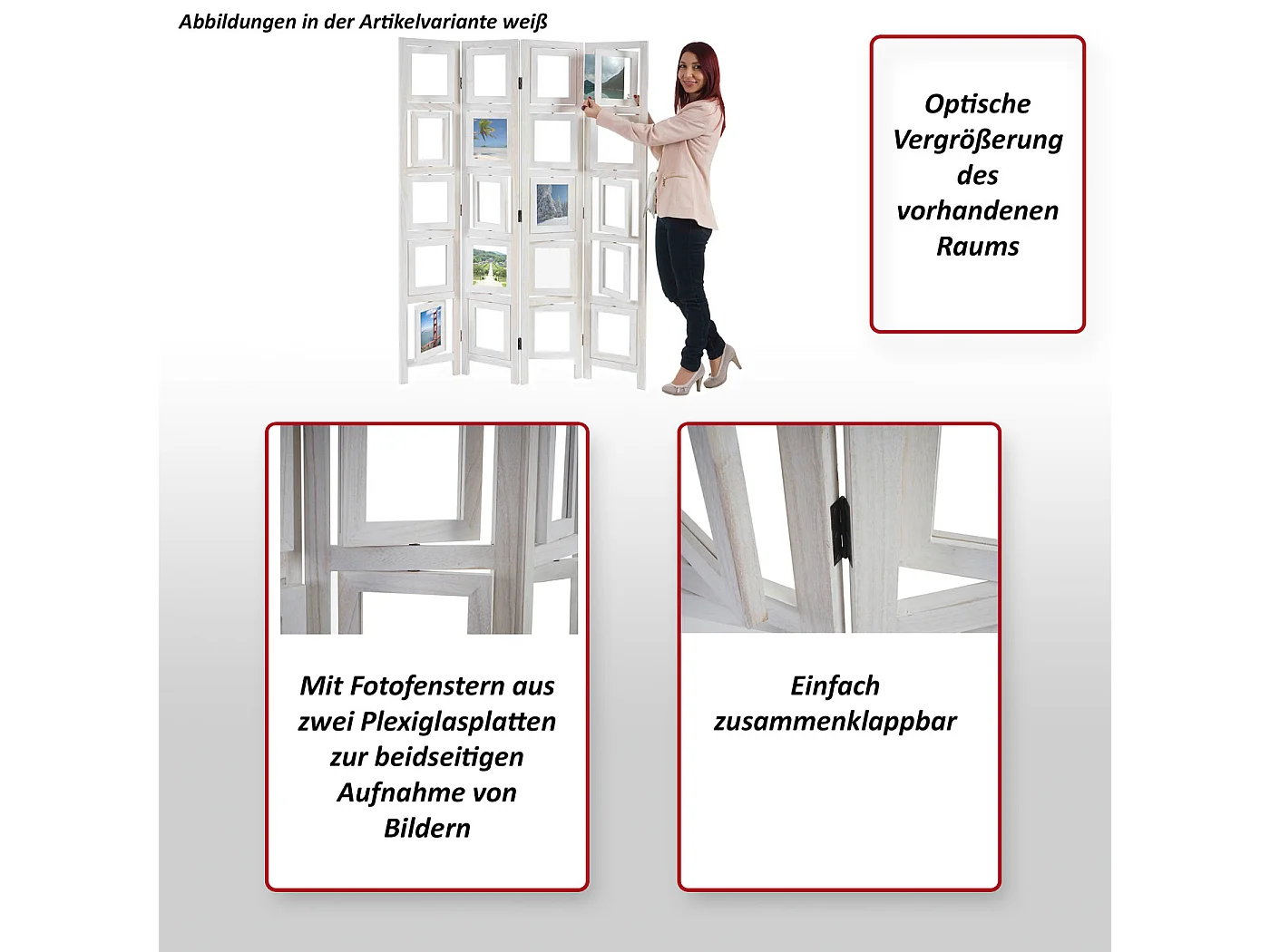 Paravent Galerie d'images II,  blanc