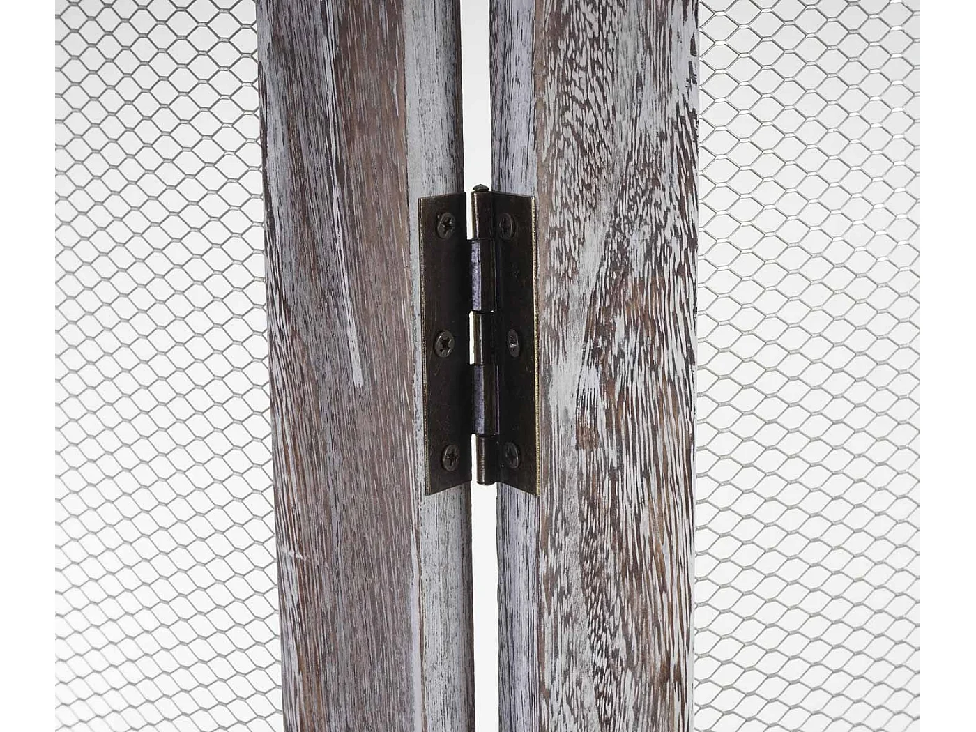 Paravent MCW-M66, Raumteiler Trennwand Sichtschutz, Pflanzkörbe 4 Paneele, Shabby-Look 170x180x22cm, braun-grau