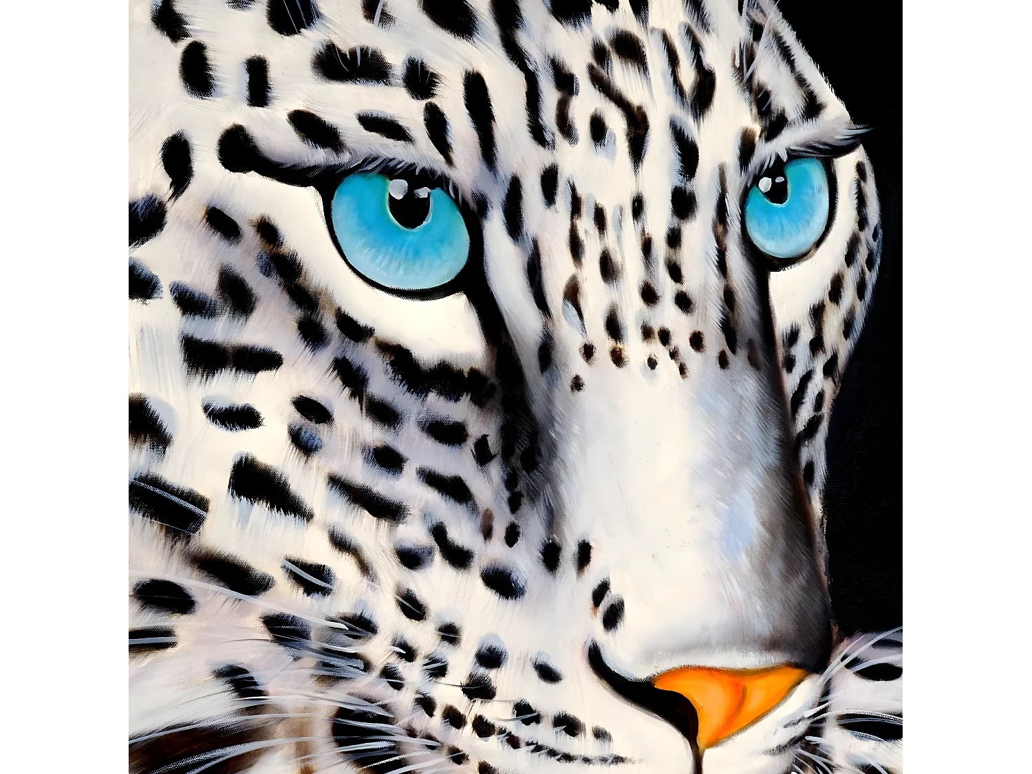 Pintura a óleo Leopardo branco pintada à mão