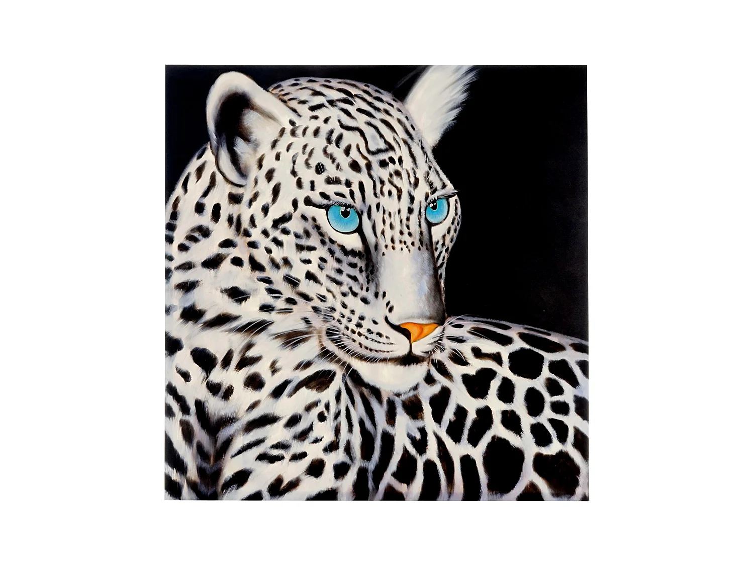 Peinture à l'huile Léopard blanc peinte à la main