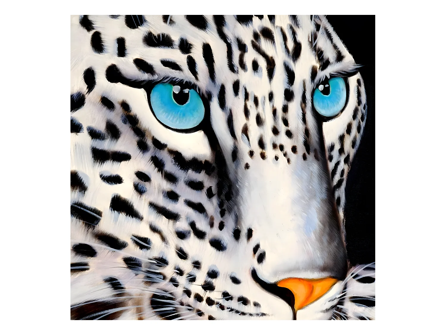 Olieverfschilderij Witte luipaard, handgeschilderd